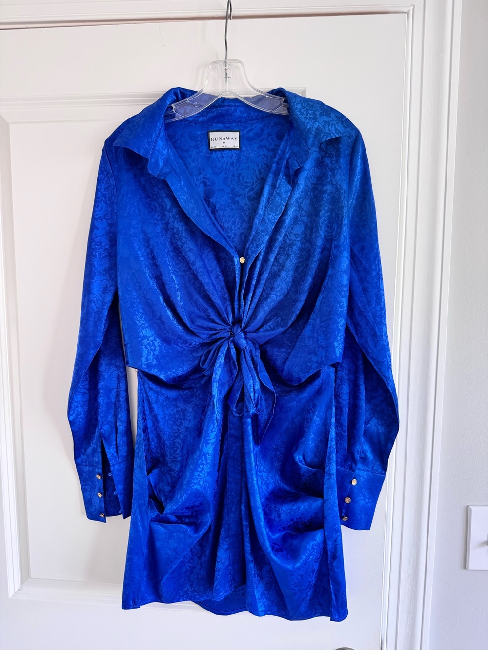 Runaway Royal Blue Satin Tie Front Dress